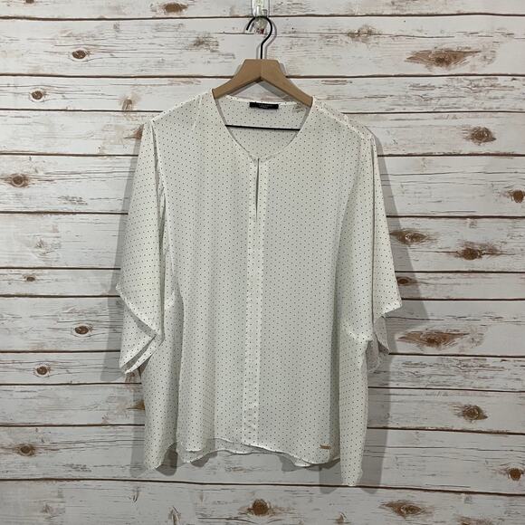 T Tahari Woman Polka Dot Blouse - White - 2X - Picture 4 of 8